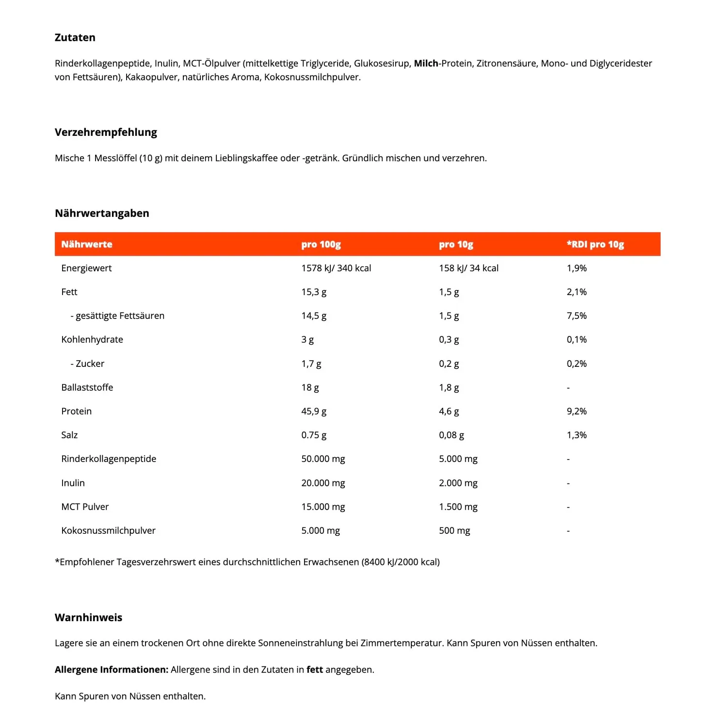 GymBeam Collagen Creamer Schoko 300 g mit MCT
