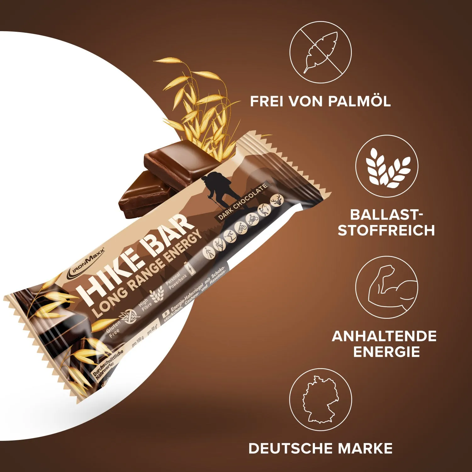 IronMaxx Hike Bar Riegel 60 g Dark Chocolate vegan