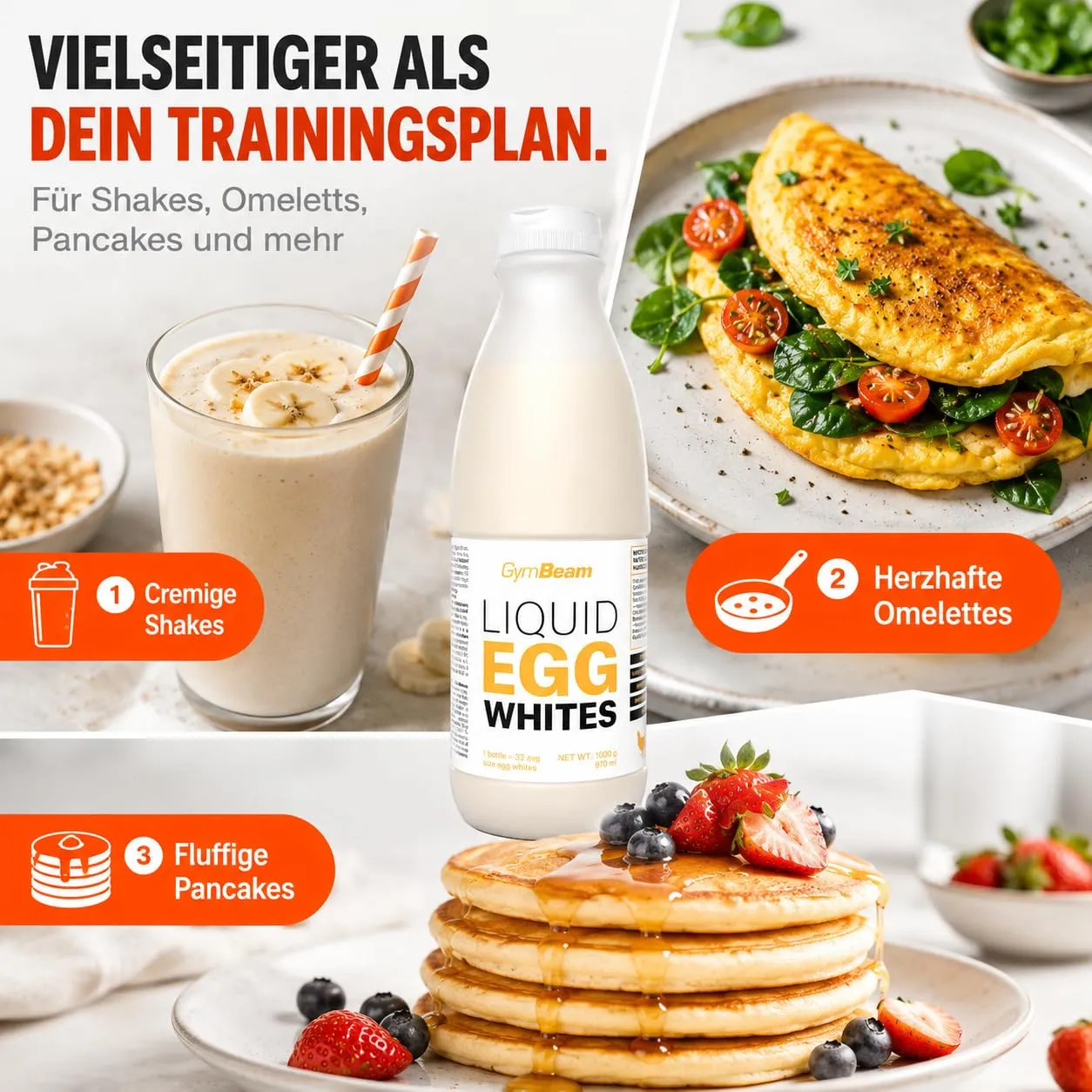 GymBeam Flüssiges Eiklar 1000g 6er Pack Neutral