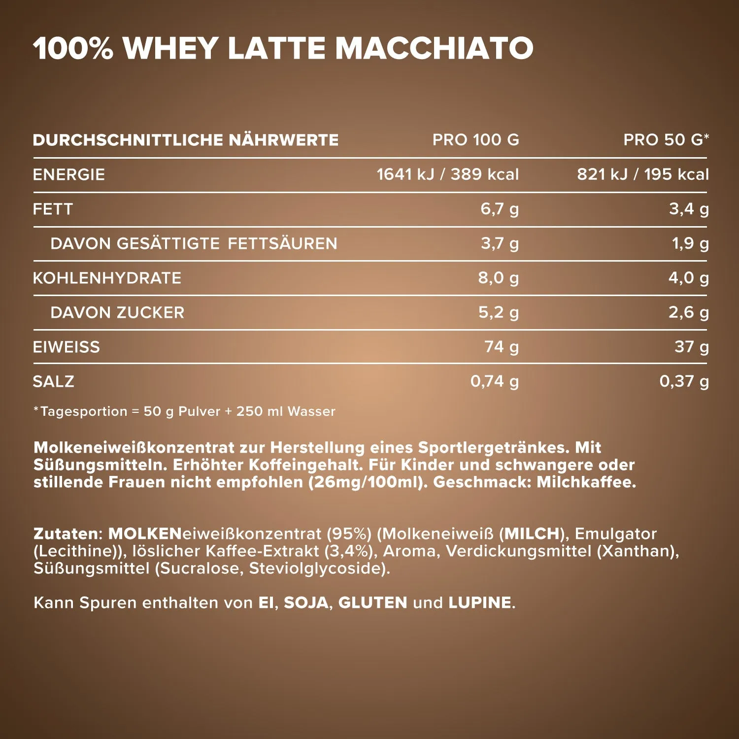 IronMaxx 100% Whey Protein Pulver 500g Latte Macchiato