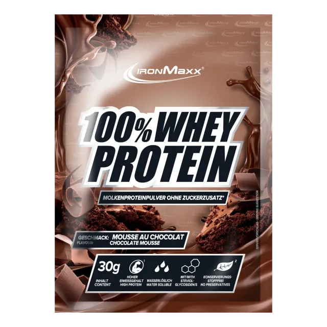 IronMaxx 100% Whey Protein Pulver 30g Mousse au Chocolate zuckerfrei