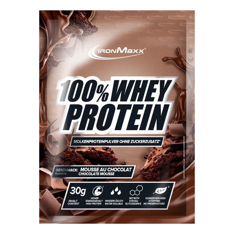 IronMaxx 100% Whey Protein Pulver 30g Mousse au Chocolate zuckerfrei