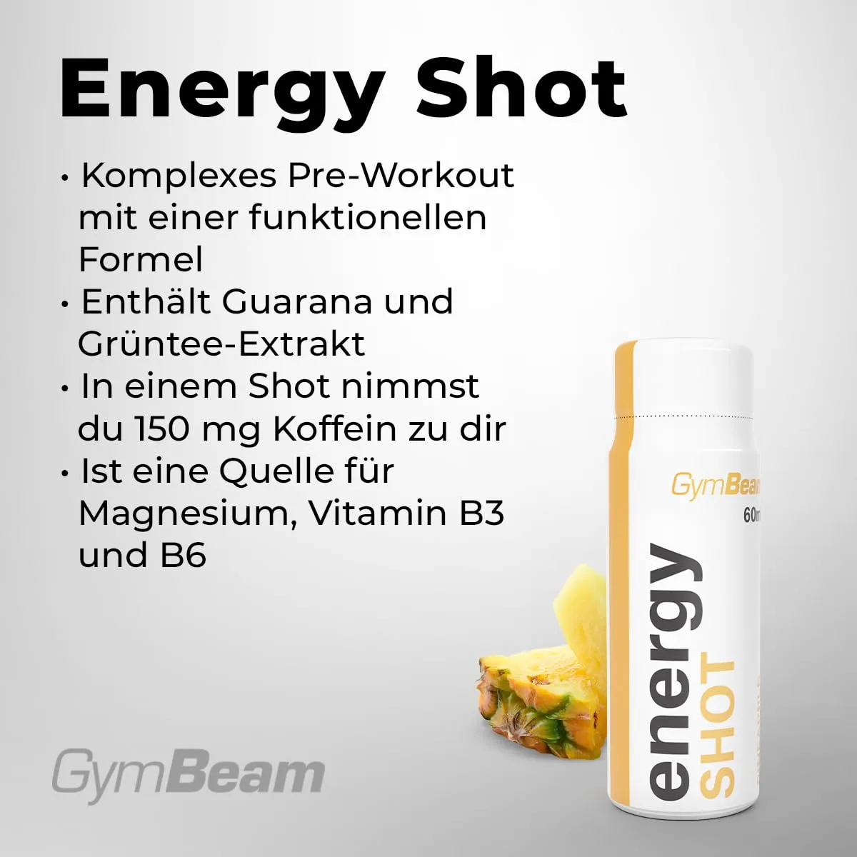 GymBeam Energy Shot Pre-Workout Shot Ananas 60ml zuckerfrei