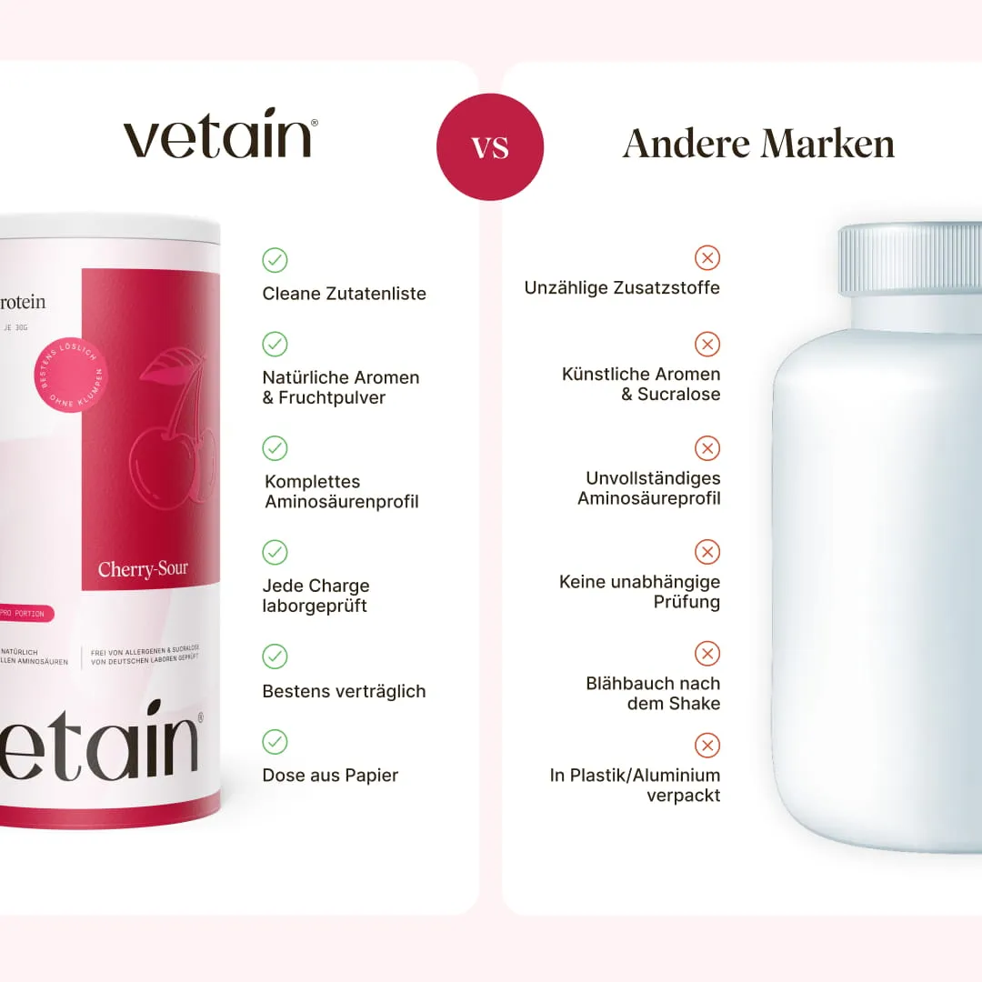 Vetain Clear Protein Cherry Sour 480g vegan erfrischend