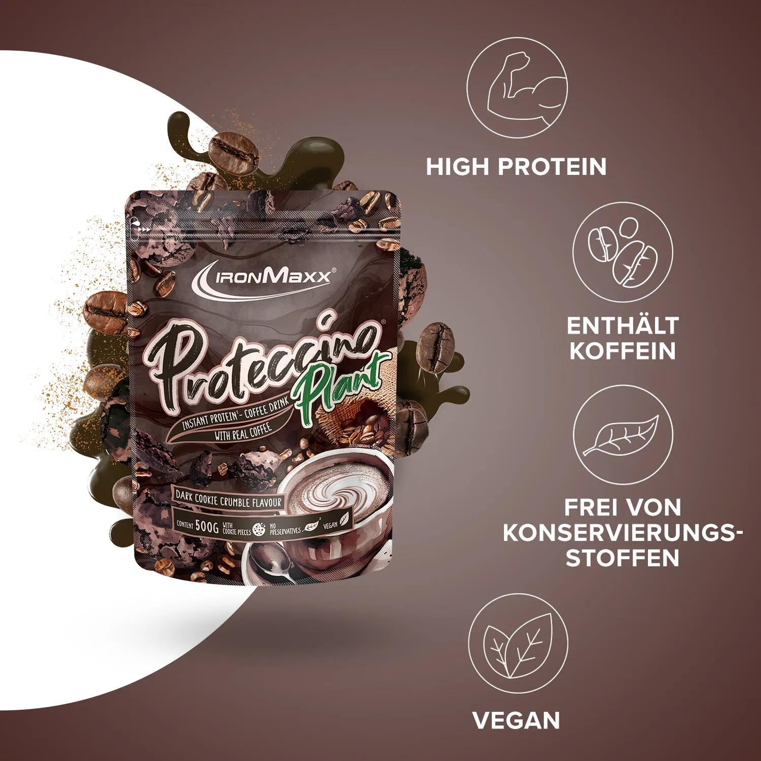 IronMaxx Proteccino Plant Proteinpulver 500g Cookie Vegan