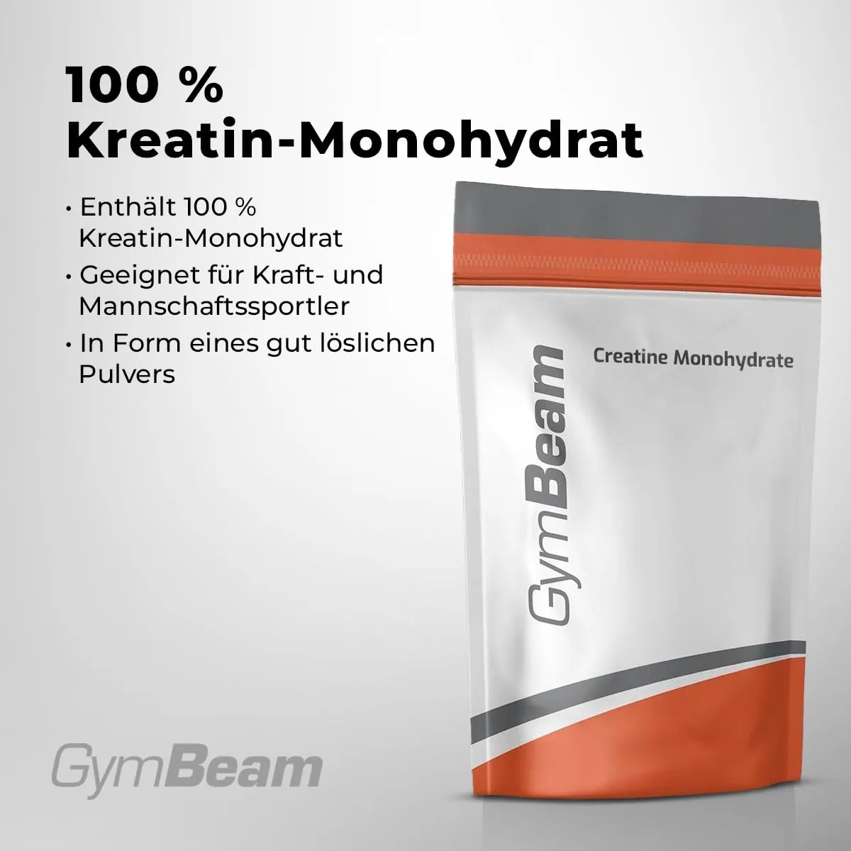 GymBeam Creatin Monohydrat Pulver 250g geschmacksneutral vegan