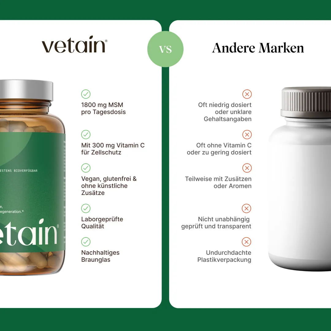 VETAIN MSM Kapseln 180 Stück mit Vitamin C