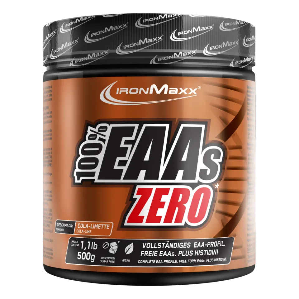 IronMaxx 100% EAAs Zero EAA-Pulver 500g Cola Lime zuckerarm