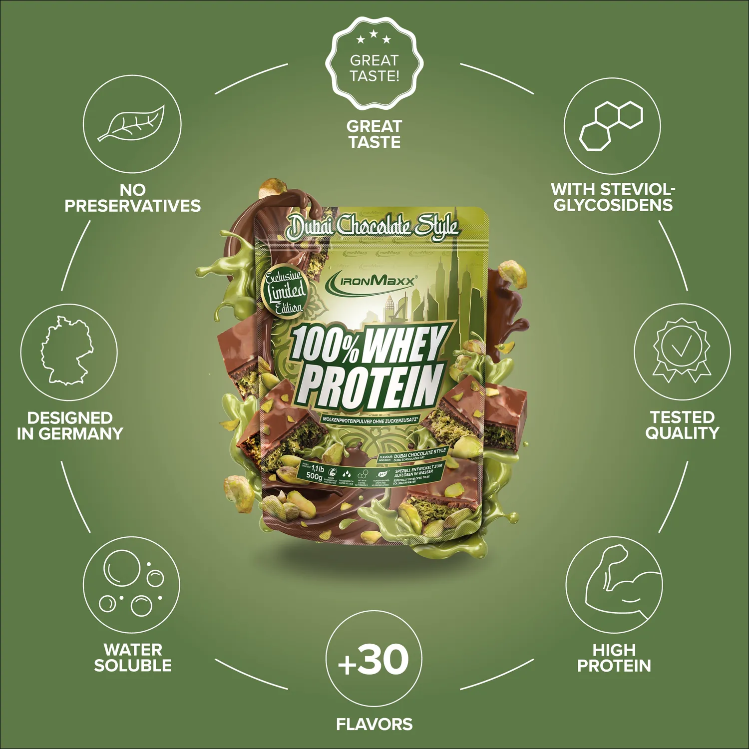 IronMaxx 100% Whey Protein 500g Dubai Chocolate