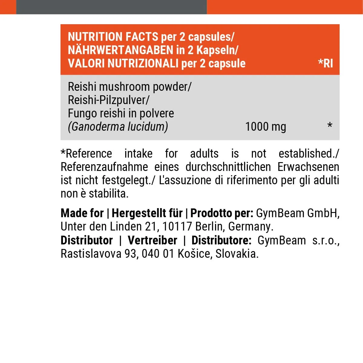 GymBeam Reishi Kapseln 90 Kapseln Immunsystem