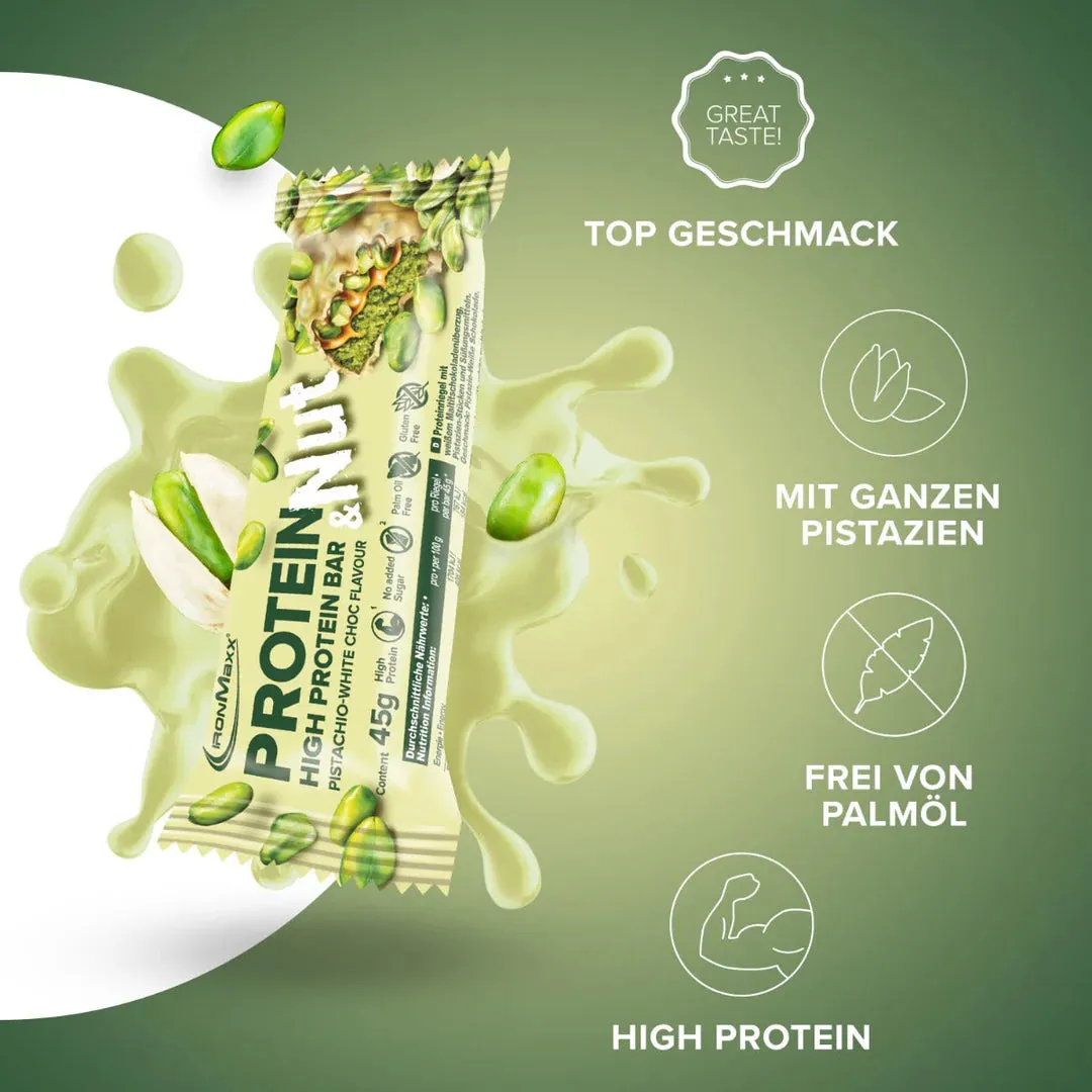 IronMaxx Protein & Nut Riegel 12x45 g Pistachio White Choc