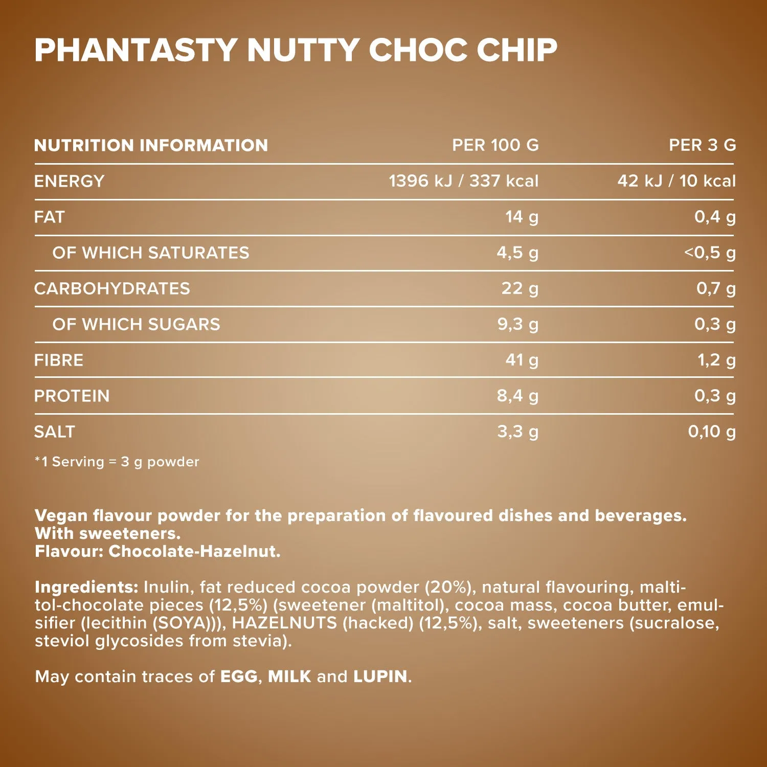 IronMaxx Phantasty Nutty Choc Chip Geschmackspulver 250g vegan