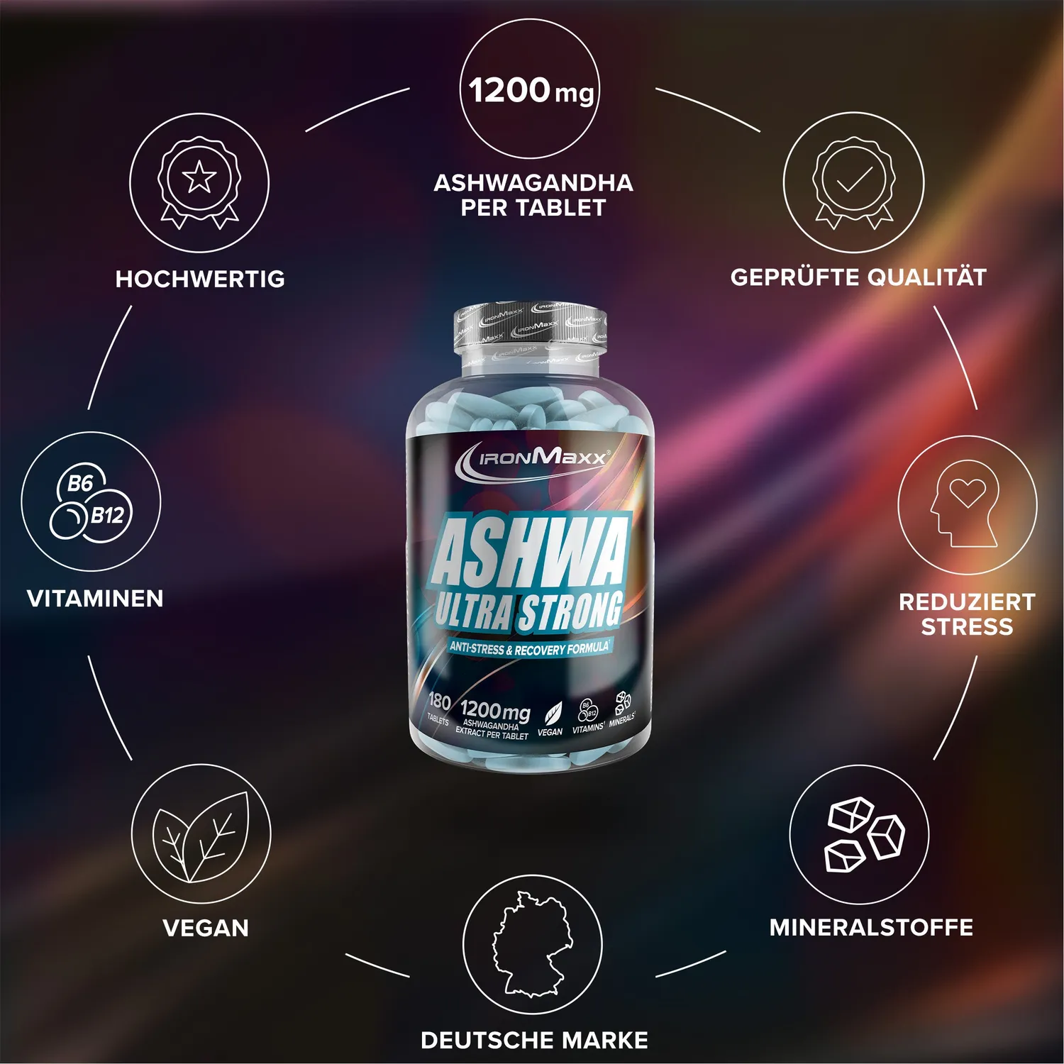 IronMaxx Ashwagandha Ultra Strong Tabletten 180 hochdosiert