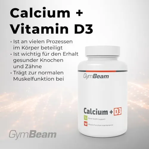 GymBeam Calcium+D3 Kapseln 120 Caps für Knochen Muskeln