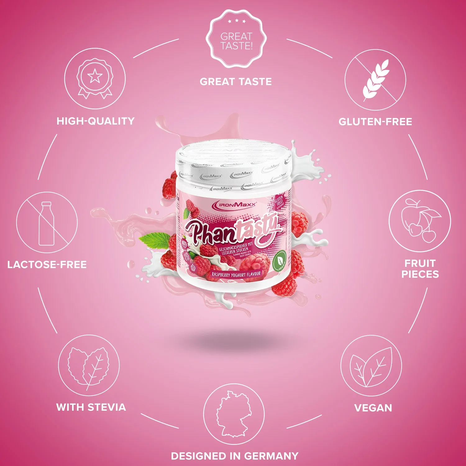 IronMaxx Phantasty Geschmackspulver Raspberry Yogurt 250g vegan
