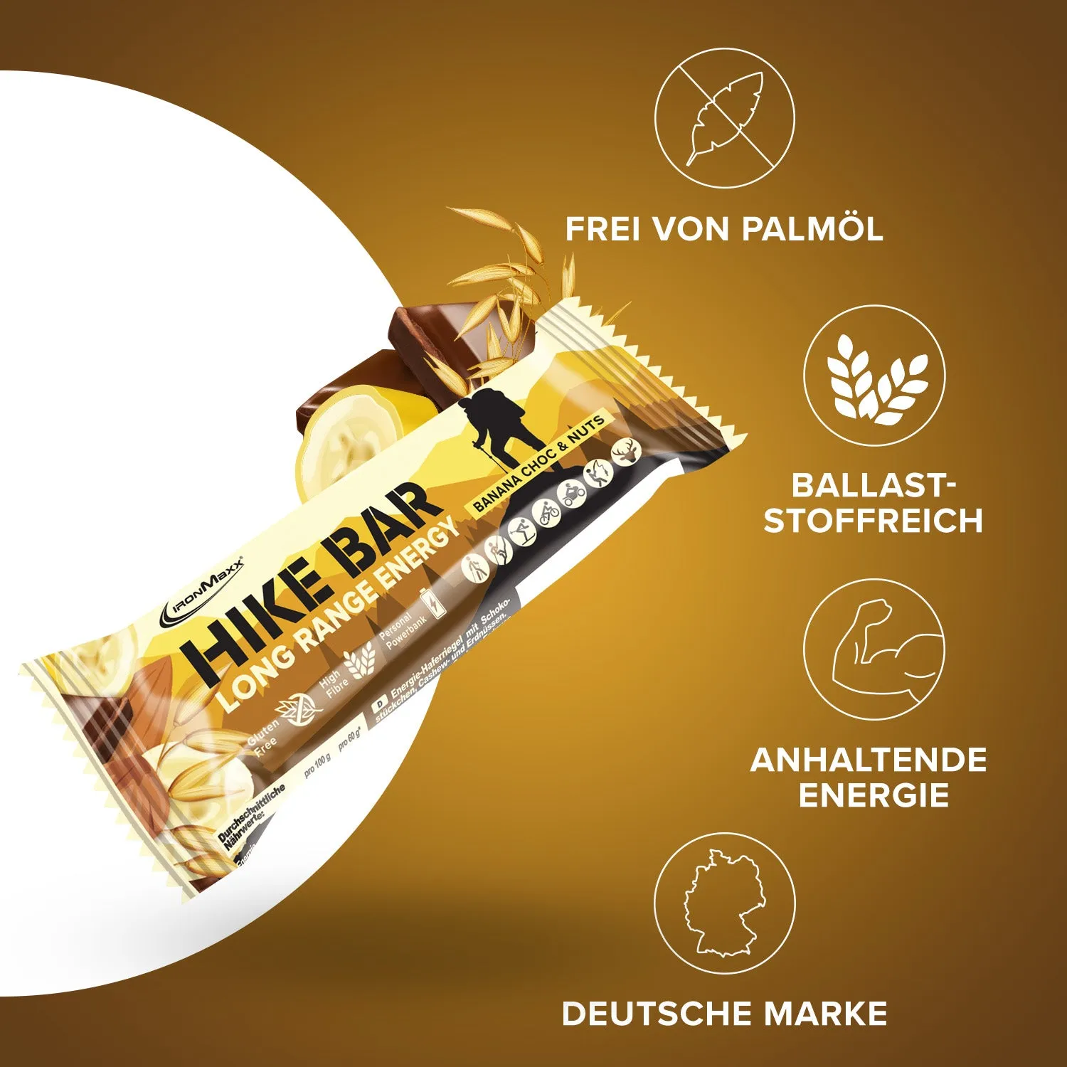IronMaxx Hike Bar Proteinriegel 60g Banana Choc Nuts vegan