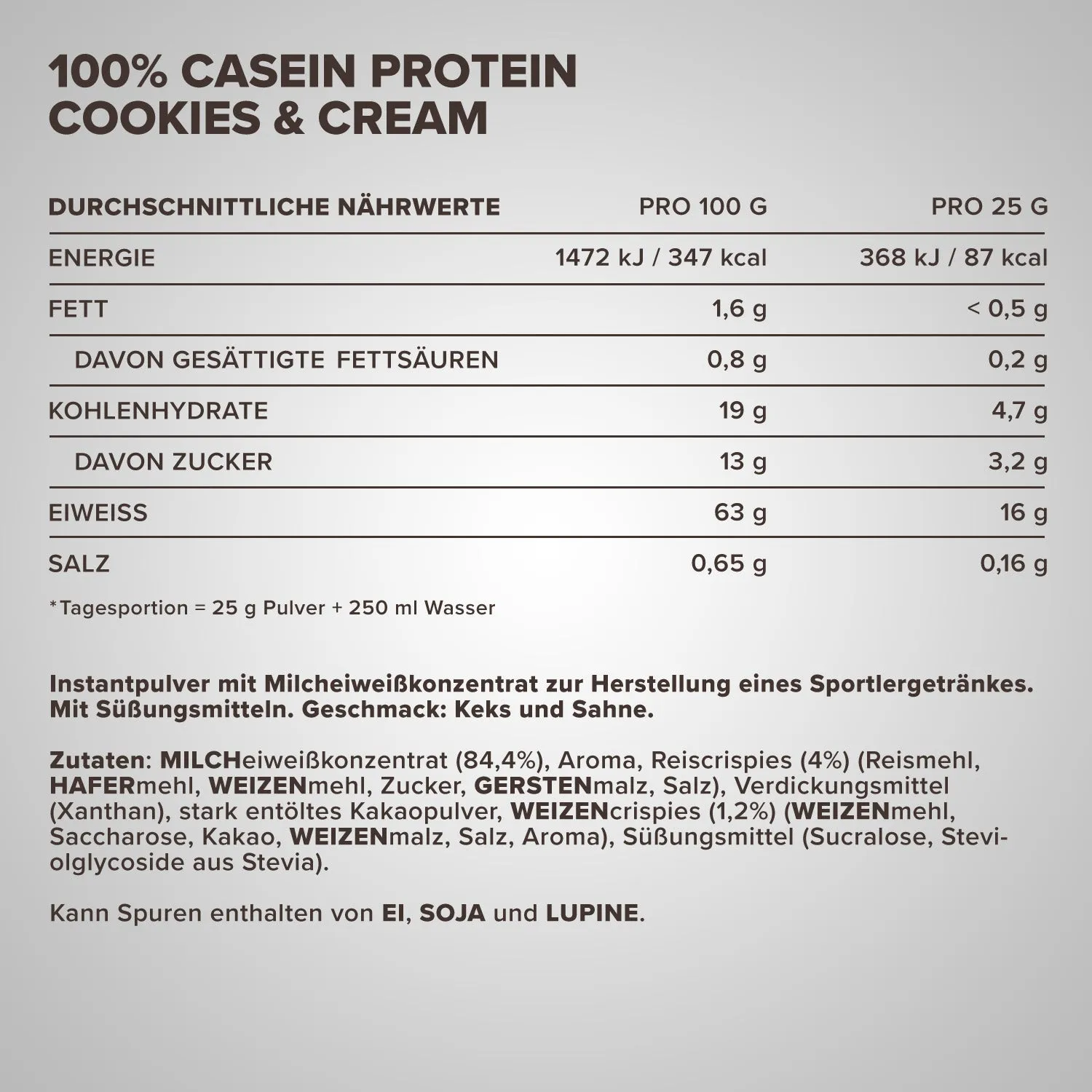 IronMaxx 100% Casein Protein 2000g Cookies Cream Nacht