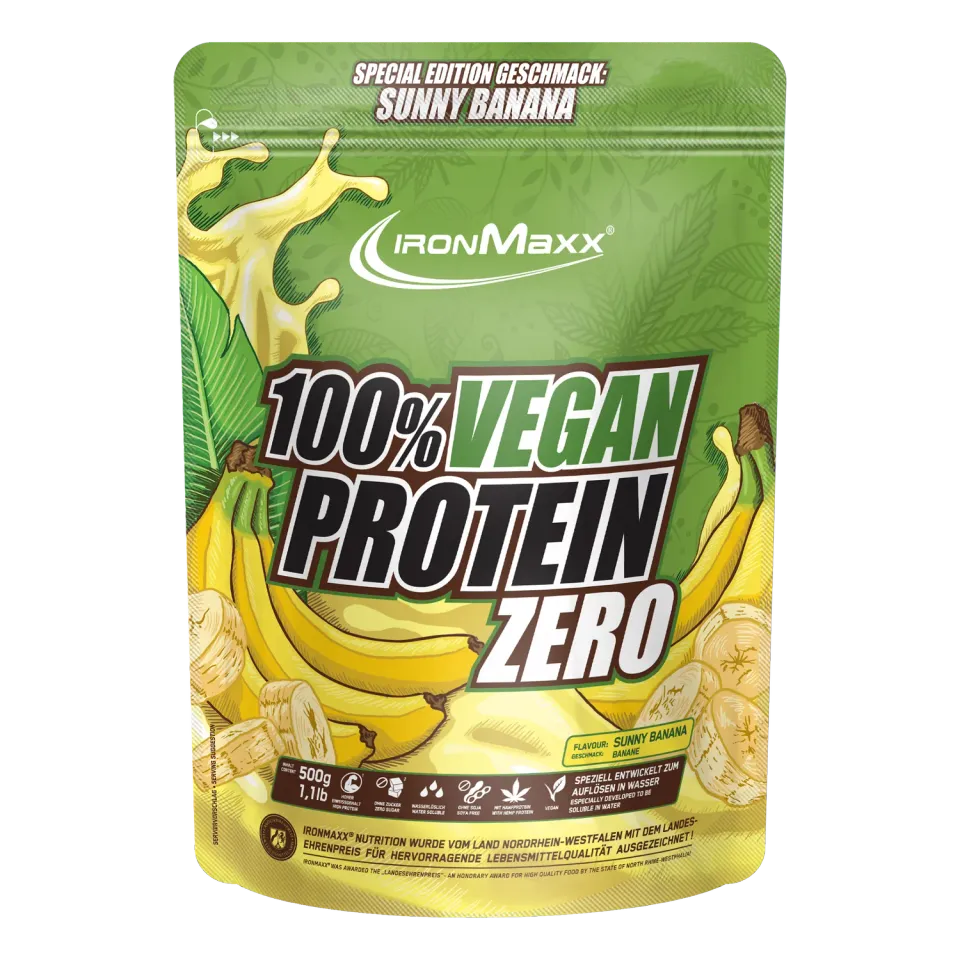 IronMaxx 100% Vegan Protein Zero Sunny Banana 500g zuckerfrei
