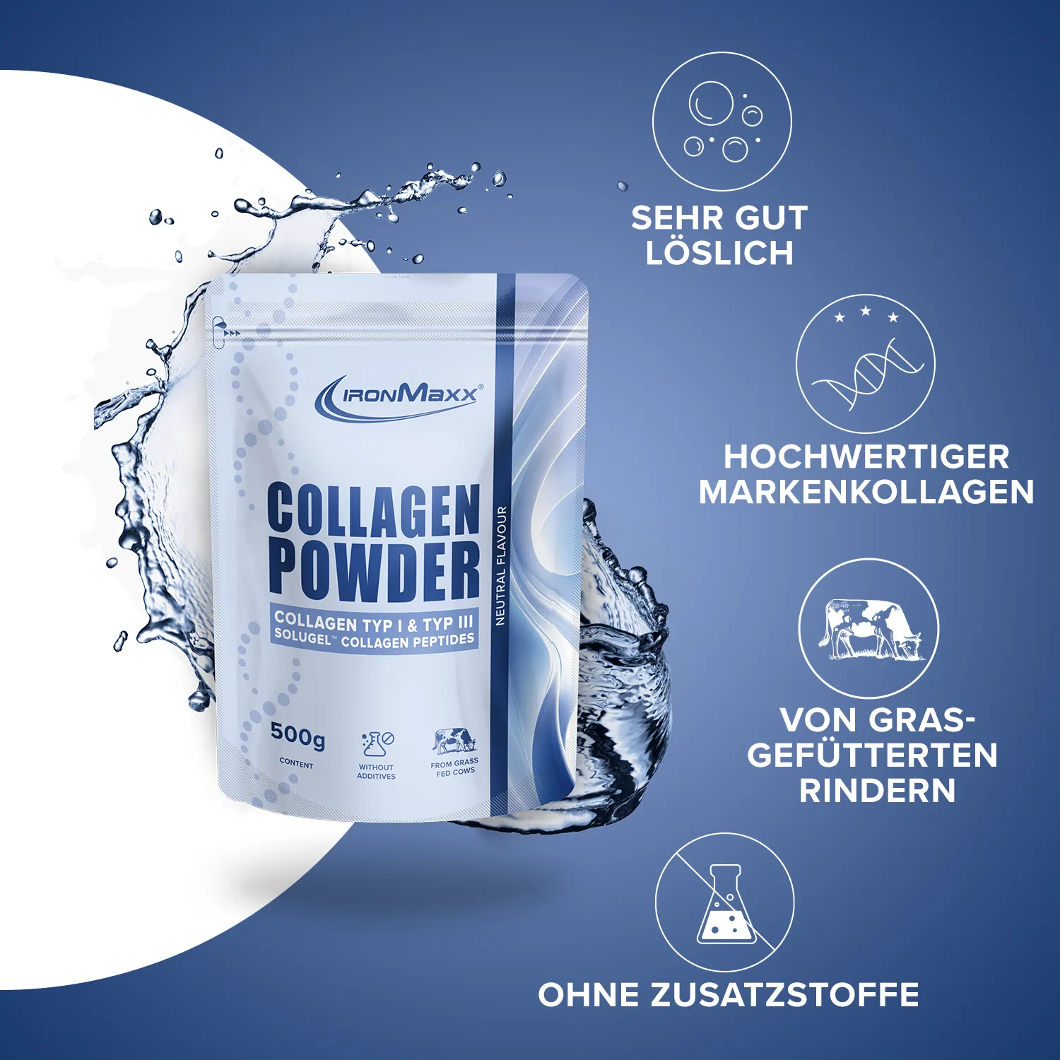 IronMaxx Collagen Pulver 500g Neutral geschmacksneutral