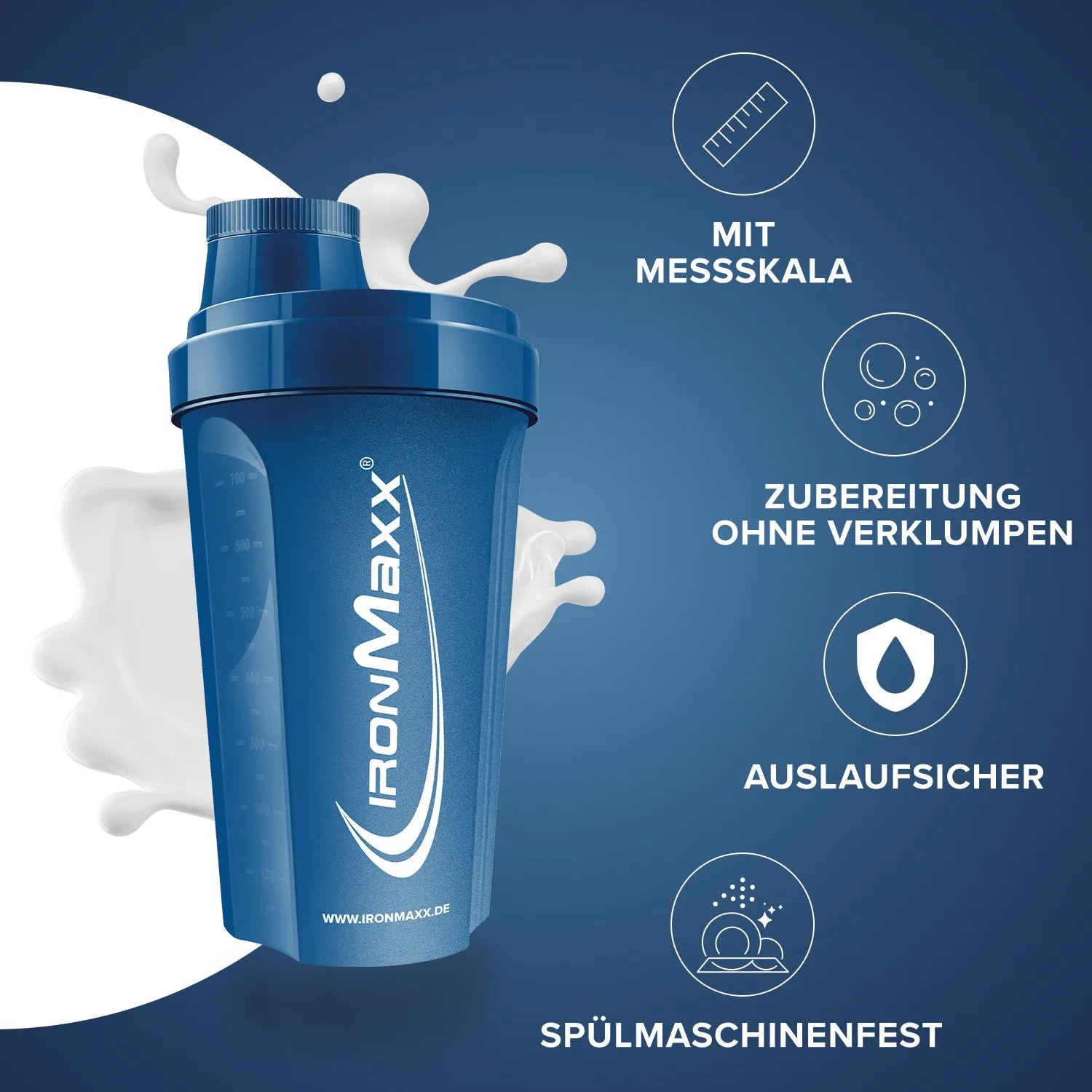 IronMaxx Shaker 700ml Dunkelblau Proteinshaker