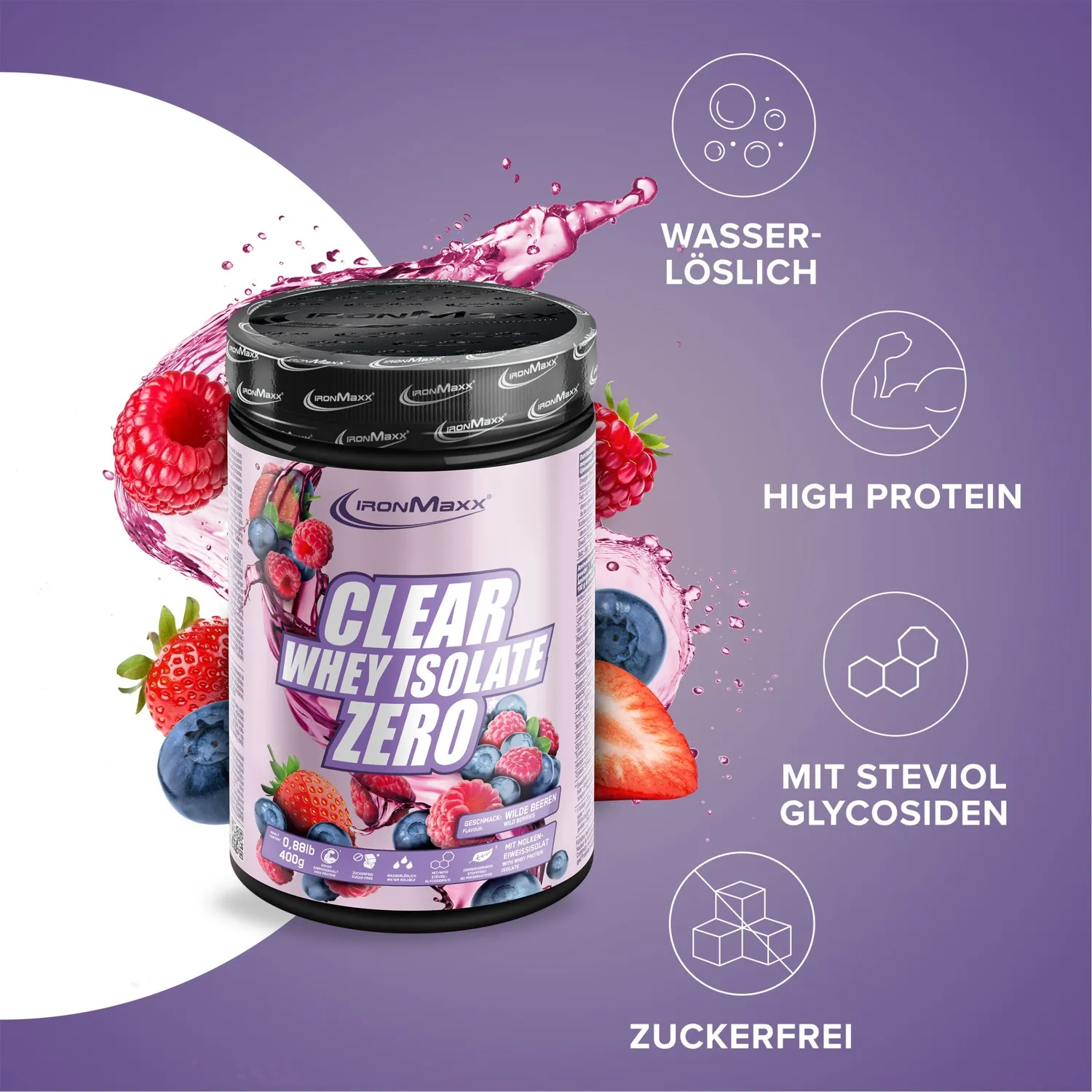 IronMaxx Clear Whey Isolate Zero 400g Wild Berries