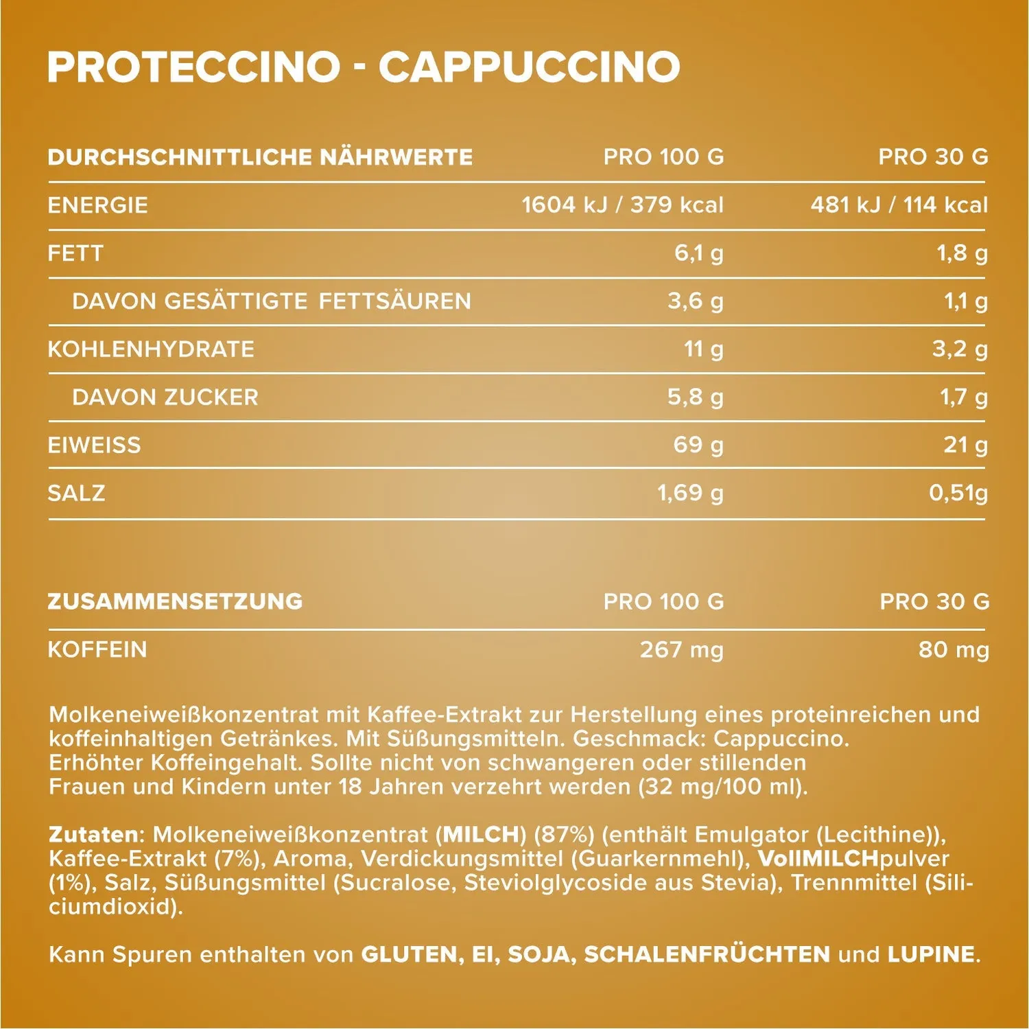 IronMaxx Proteccino Protein Pulver 500g Cappuccino Kaffee