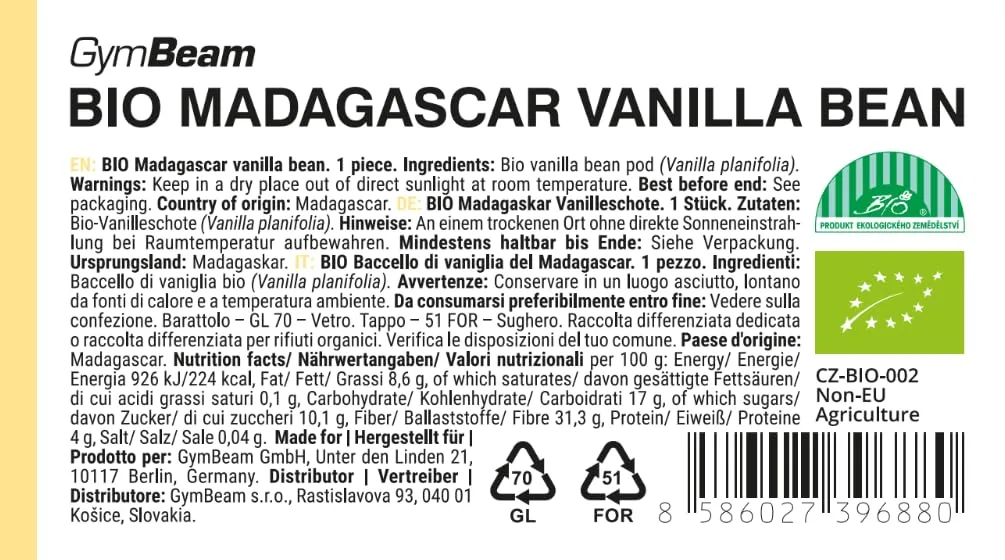 GymBeam BIO Madagaskar Vanilleschote Gewürz naturrein