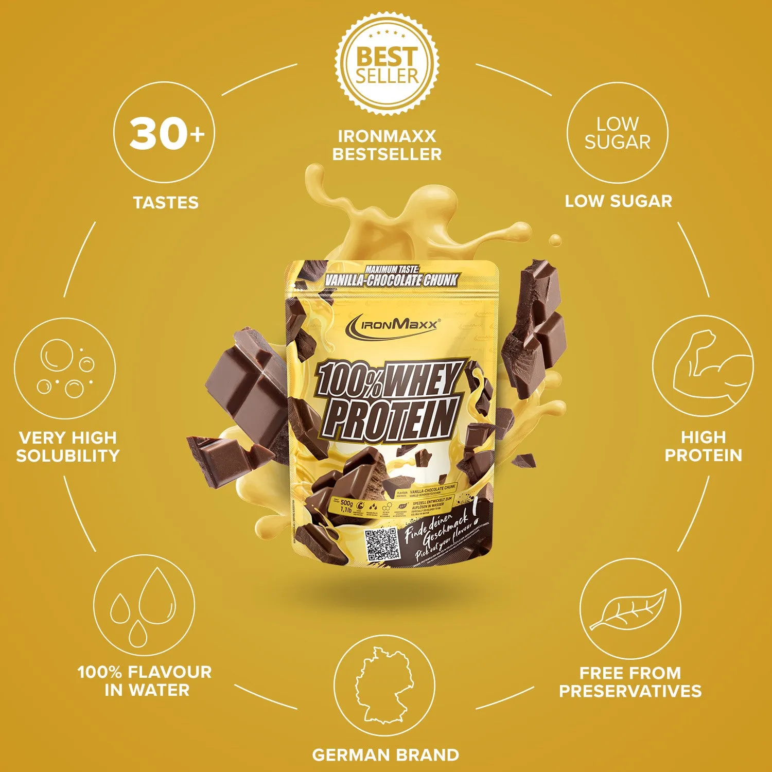 IronMaxx 100% Whey Protein Pulver 500g Vanilla Choc Chunk