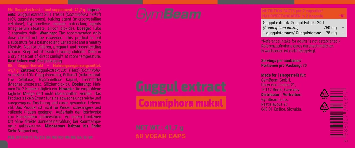 GymBeam Guggul Extrakt Kapseln 60 Stk mit Guggulsterone