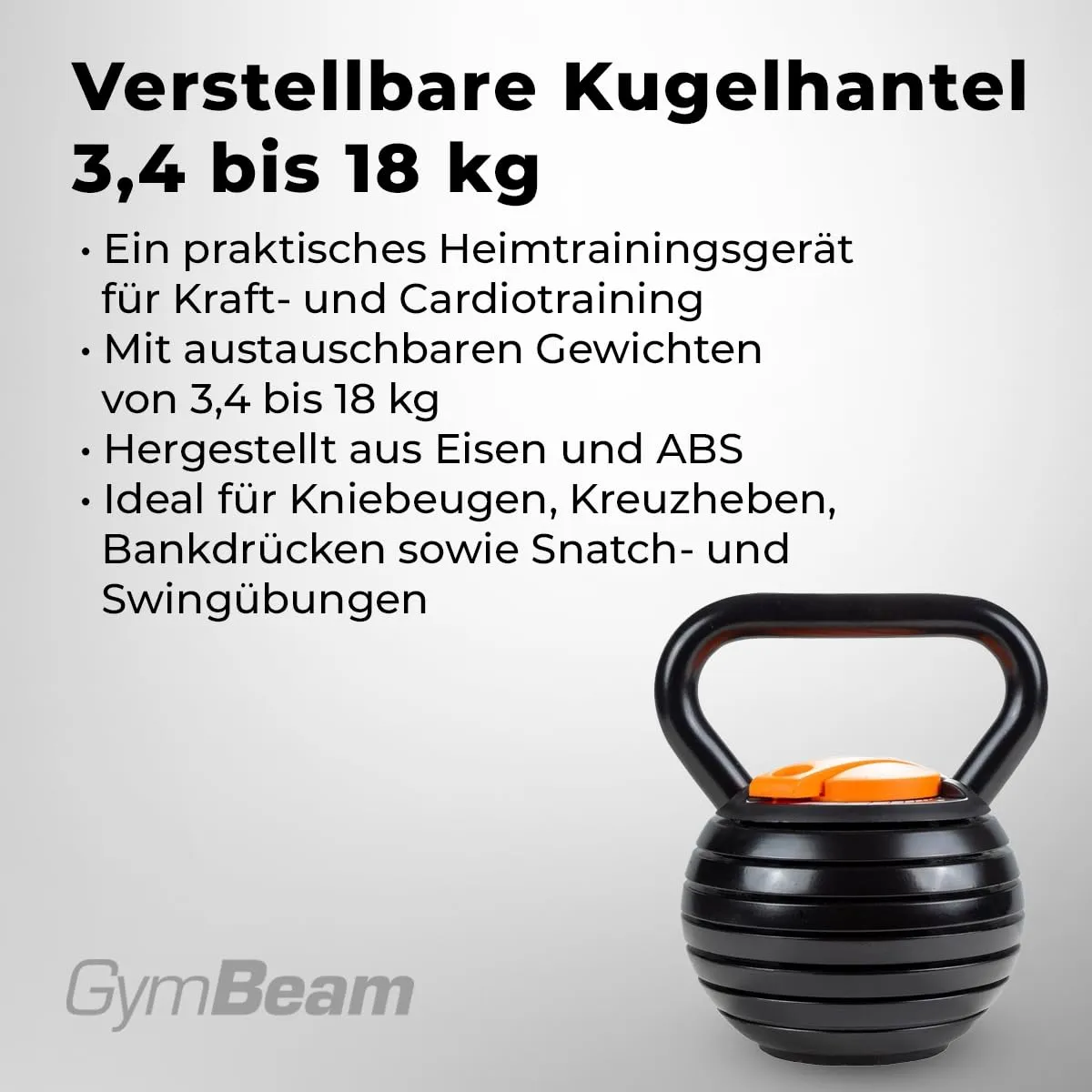 GymBeam Verstellbare Kugelhantel 3-18 kg Eisen