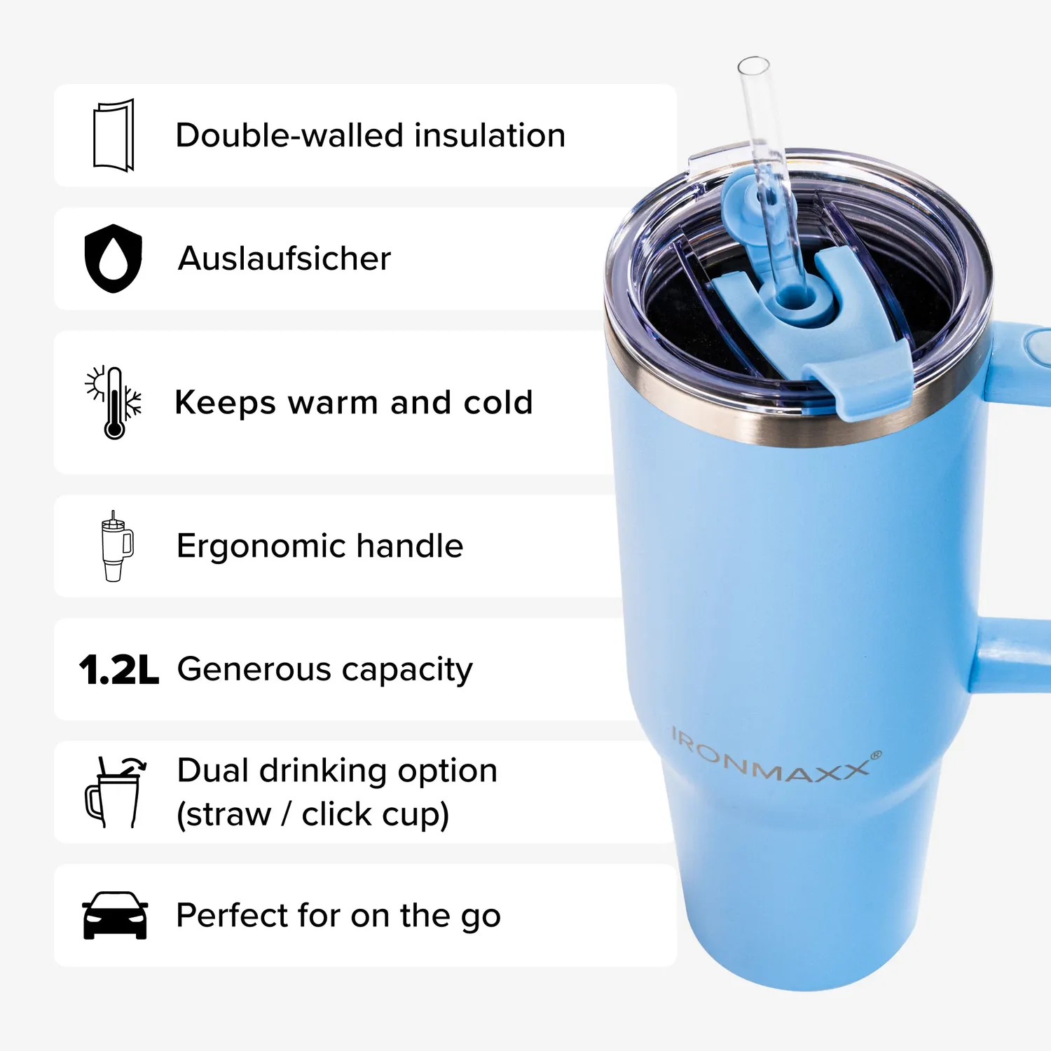 IronMaxx Cup V3.0 Becher 1200 ml Ice Blue isoliert