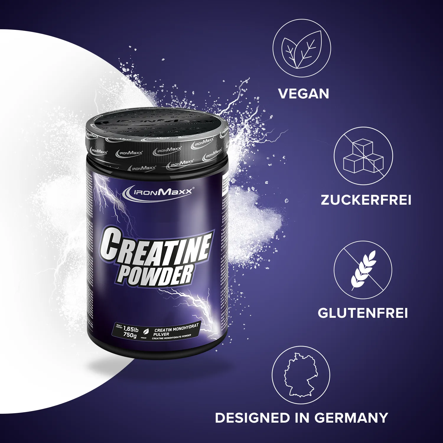 IronMaxx Creatine Powder Kreatin 750g geschmacksneutral vegan