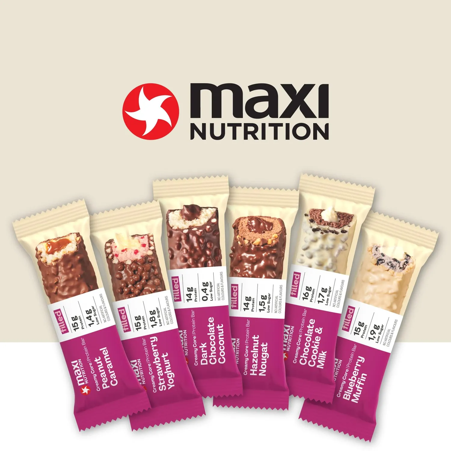 MaxiNutrition Creamy Core Bar Strawberry Yoghurt Eiweißriegel 12x45g
