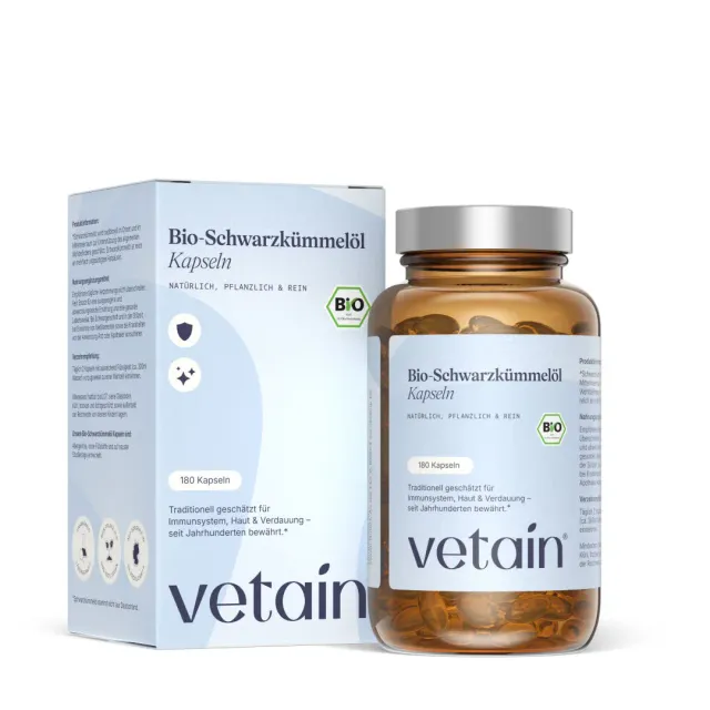 VETAIN Bio-Schwarzkümmelöl Kapseln 180 Stück Bio