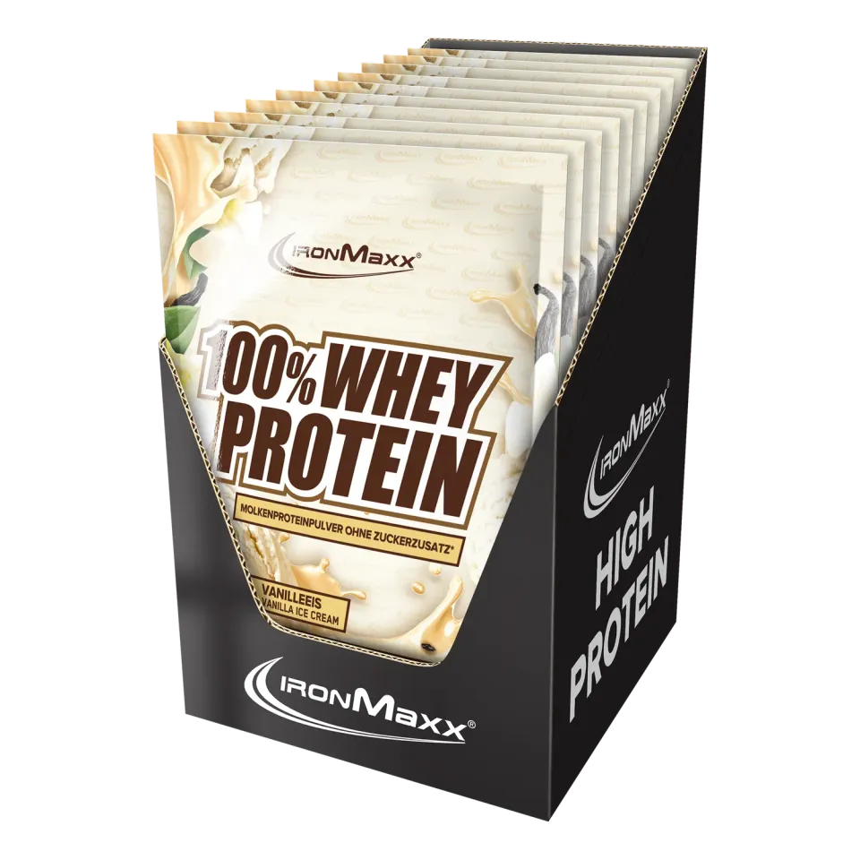 IronMaxx 100% Whey Proteinpulver Vanilla Ice Cream 10x30g zuckerfrei