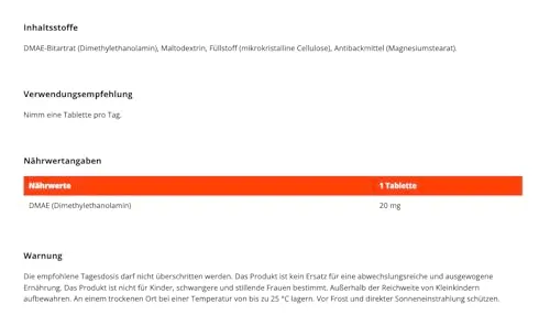 GymBeam DMAE Tabletten 90 Stk. für Konzentration