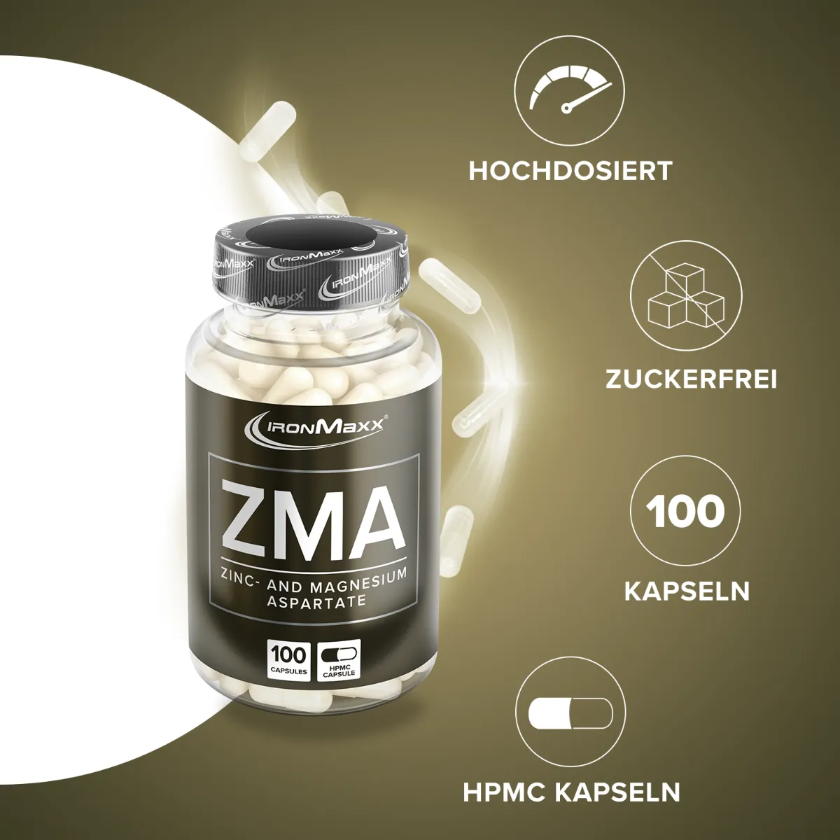 IronMaxx ZMA Zink Magnesium Kapseln 100 Caps B6