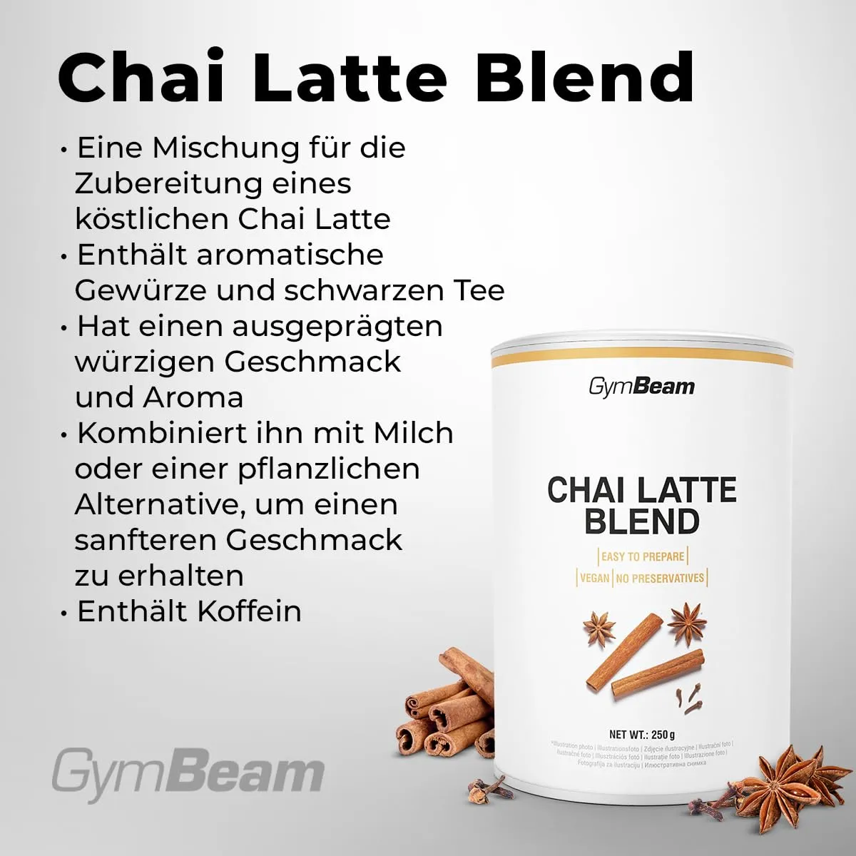 GymBeam Chai Latte Blend Pulver 250 g würzig