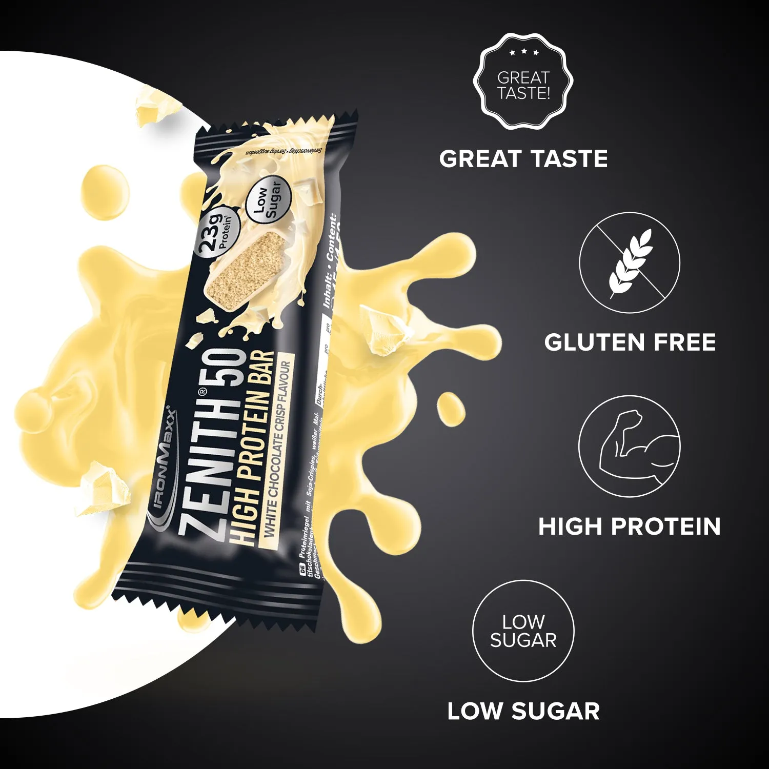 IronMaxx ZENITH 50 Proteinriegel 45g White Chocolate Crisp