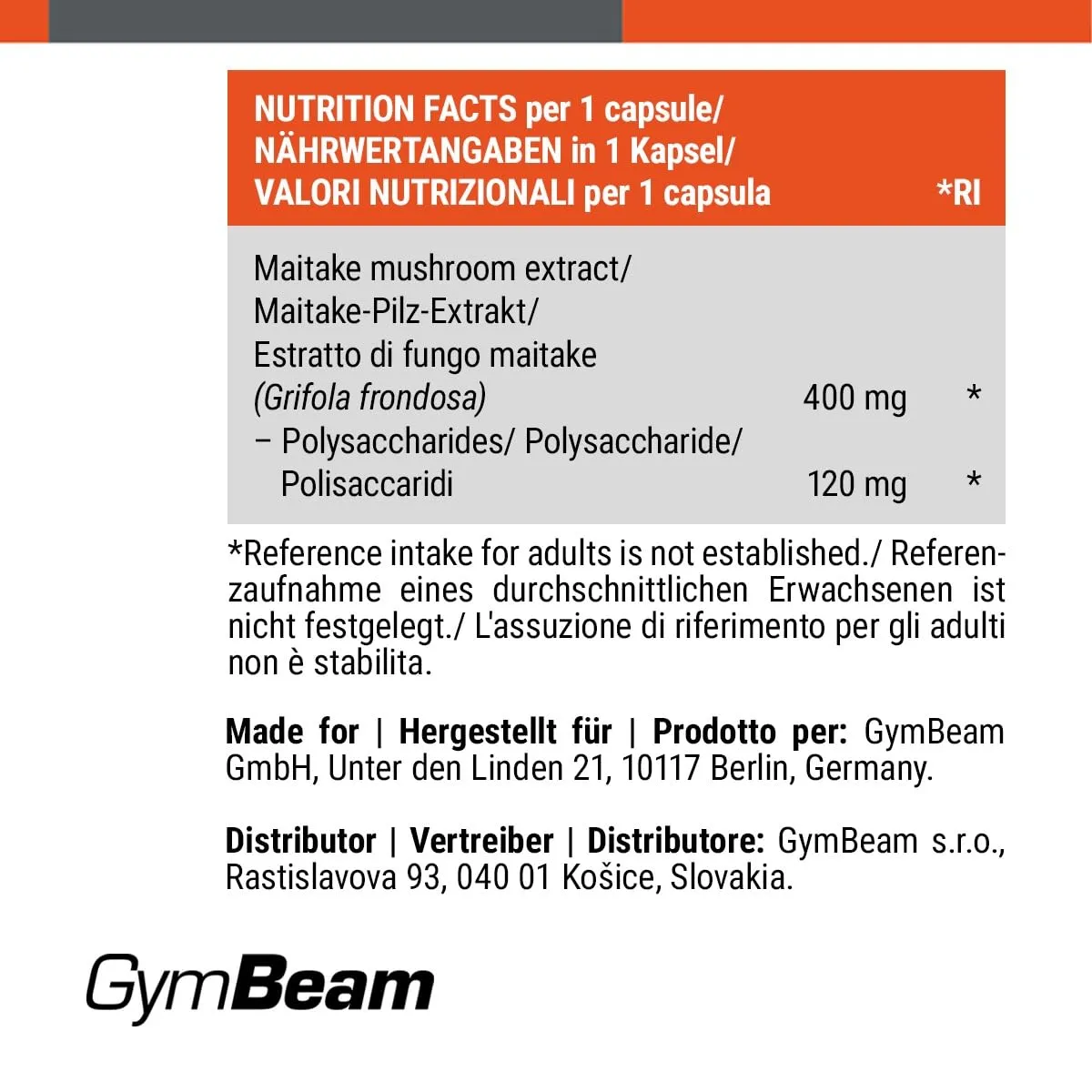 GymBeam Maitake Kapseln Grifola Frondosa Polysaccharide