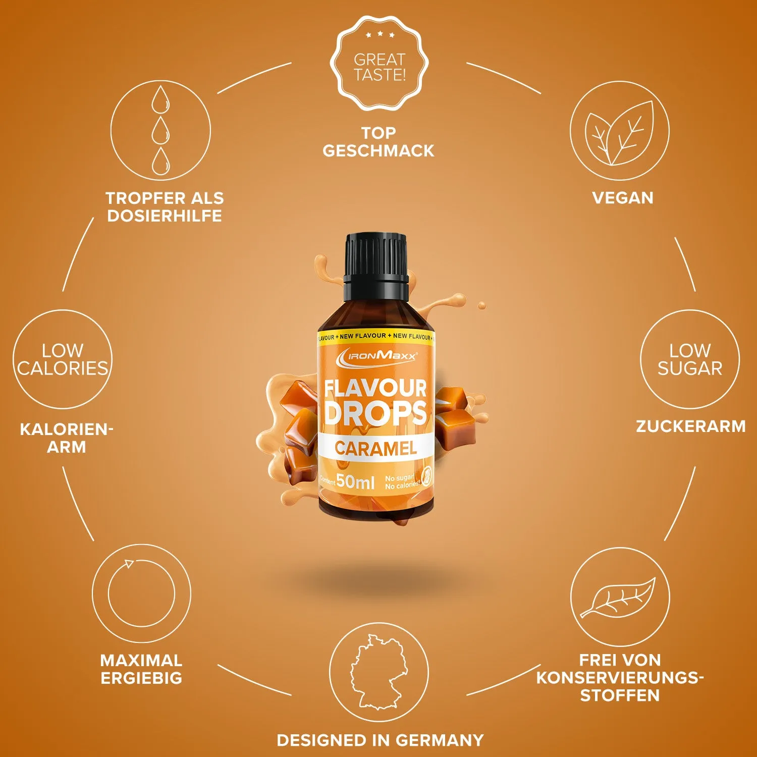 IronMaxx Flavour Drops Karamell 50ml zero Zucker
