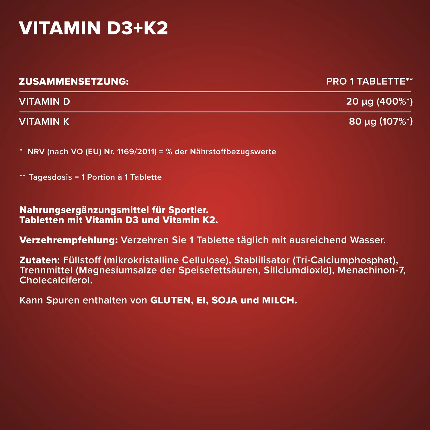 IronMaxx Vitamin D3 + K2 Tabletten 150 Stück für Knochen