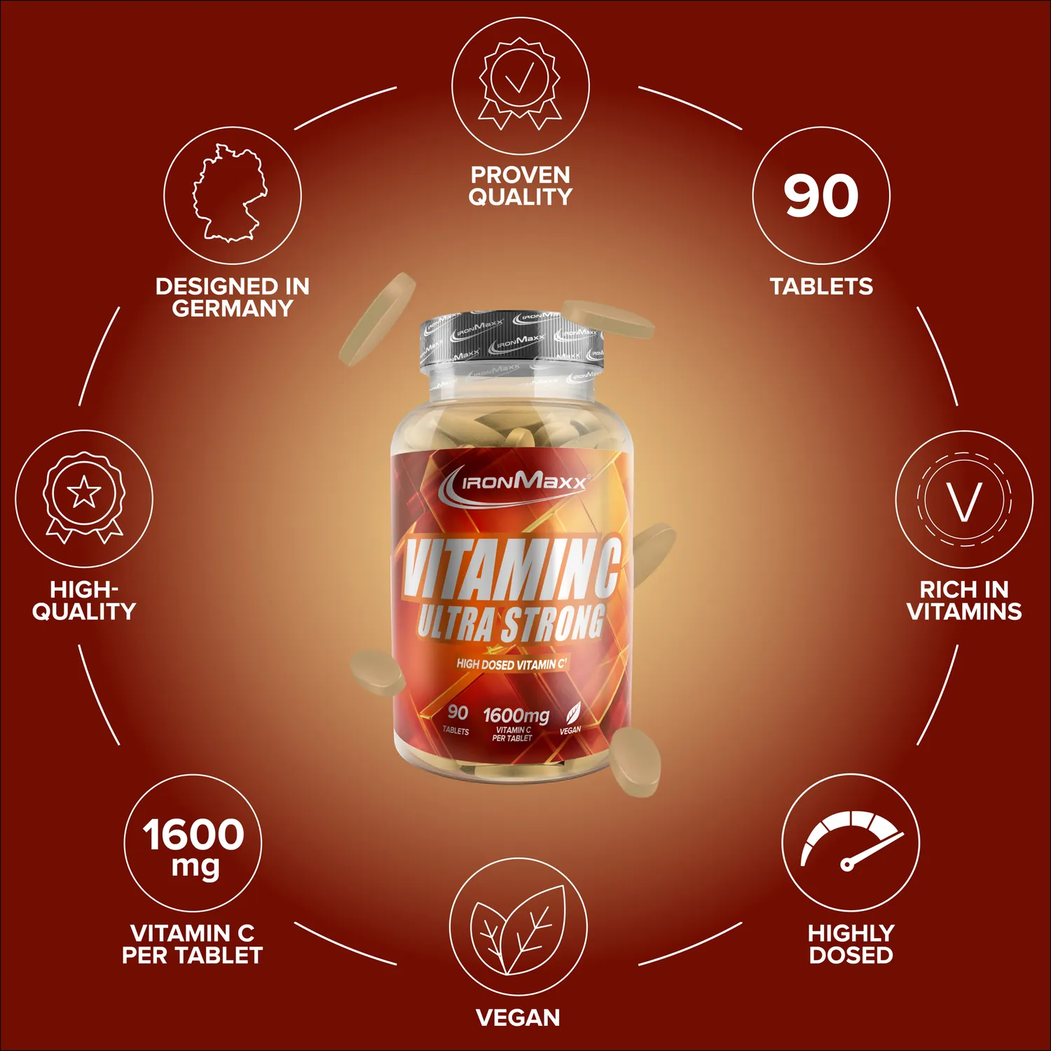 IronMaxx Vitamin C Ultra Strong Tabletten 90 Stück hochdosiert