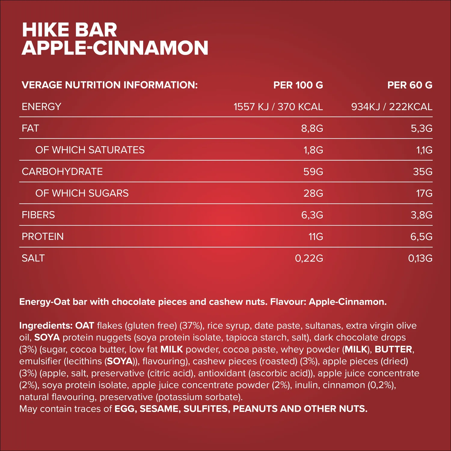 IronMaxx Hike Bar Energieriegel 60g Apple Cinnamon vegan