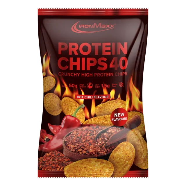 IronMaxx Protein Chips 40 Chips Hot Chili 50g proteinreich