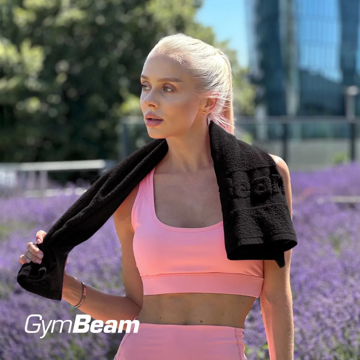 GymBeam Fitness Handtuch Baumwolle Schwarz 50x90 cm