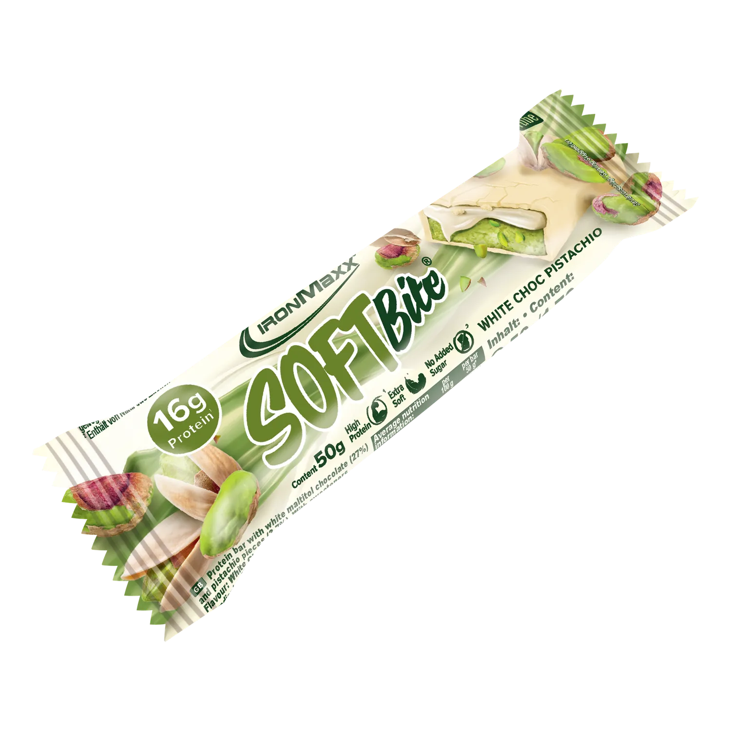 IronMaxx Softbite Proteinriegel 12x50g White Choc Pistazie