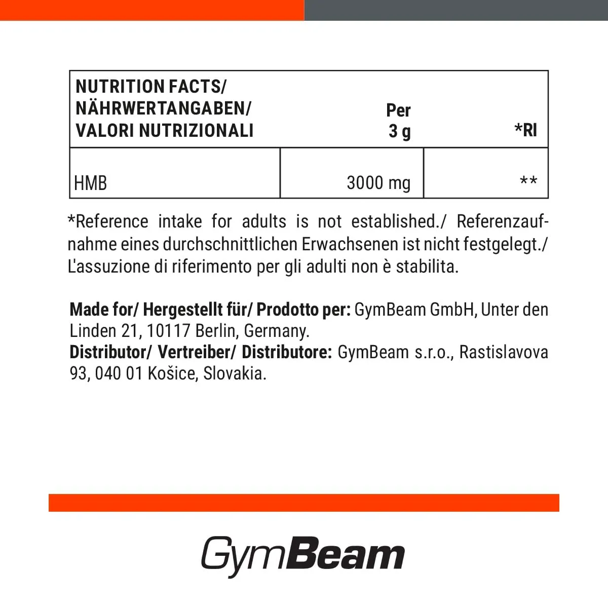 GymBeam HMB Pulver 300g für Muskelaufbau
