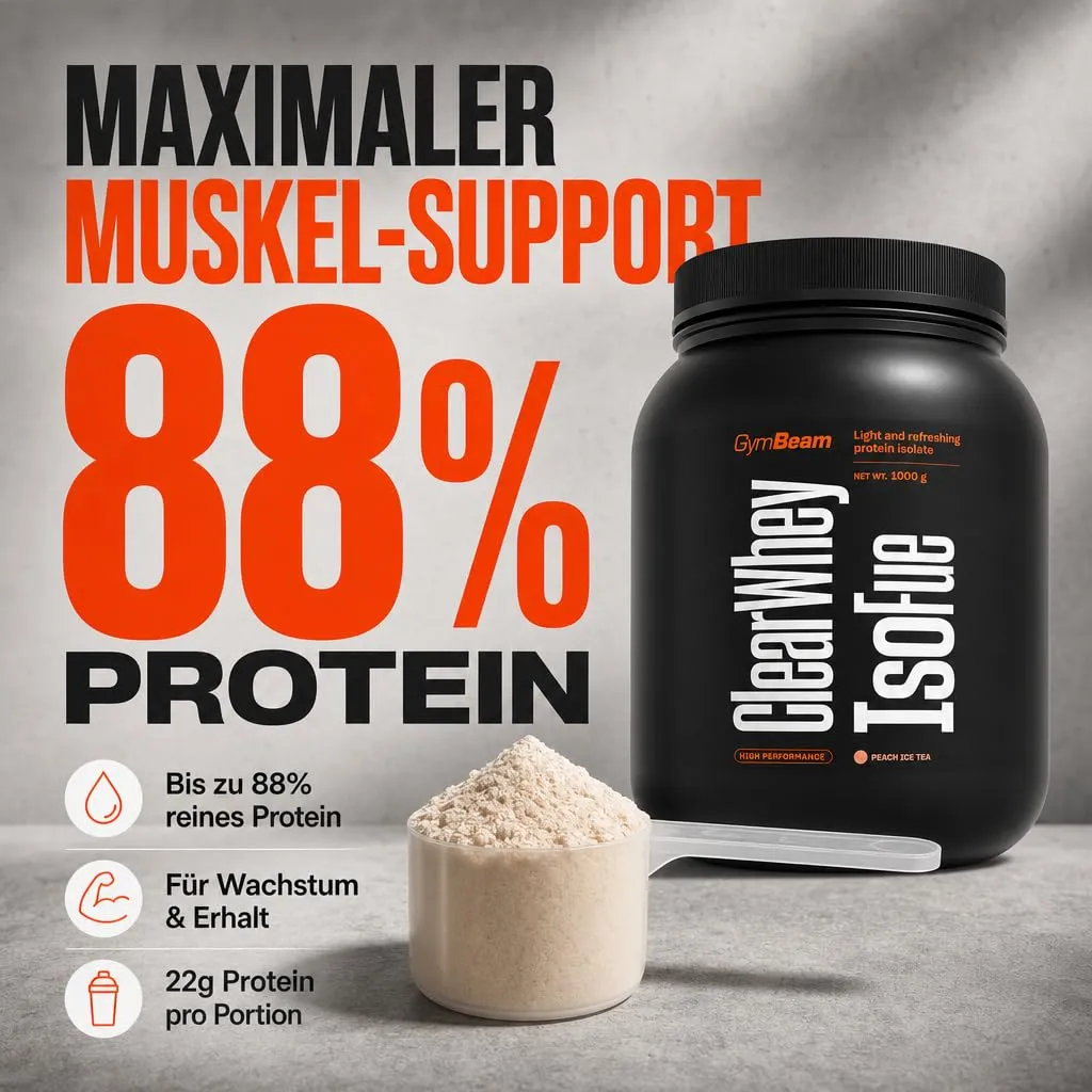 GymBeam IsoFue Clear Whey Proteinpulver Green Apple 500g leicht