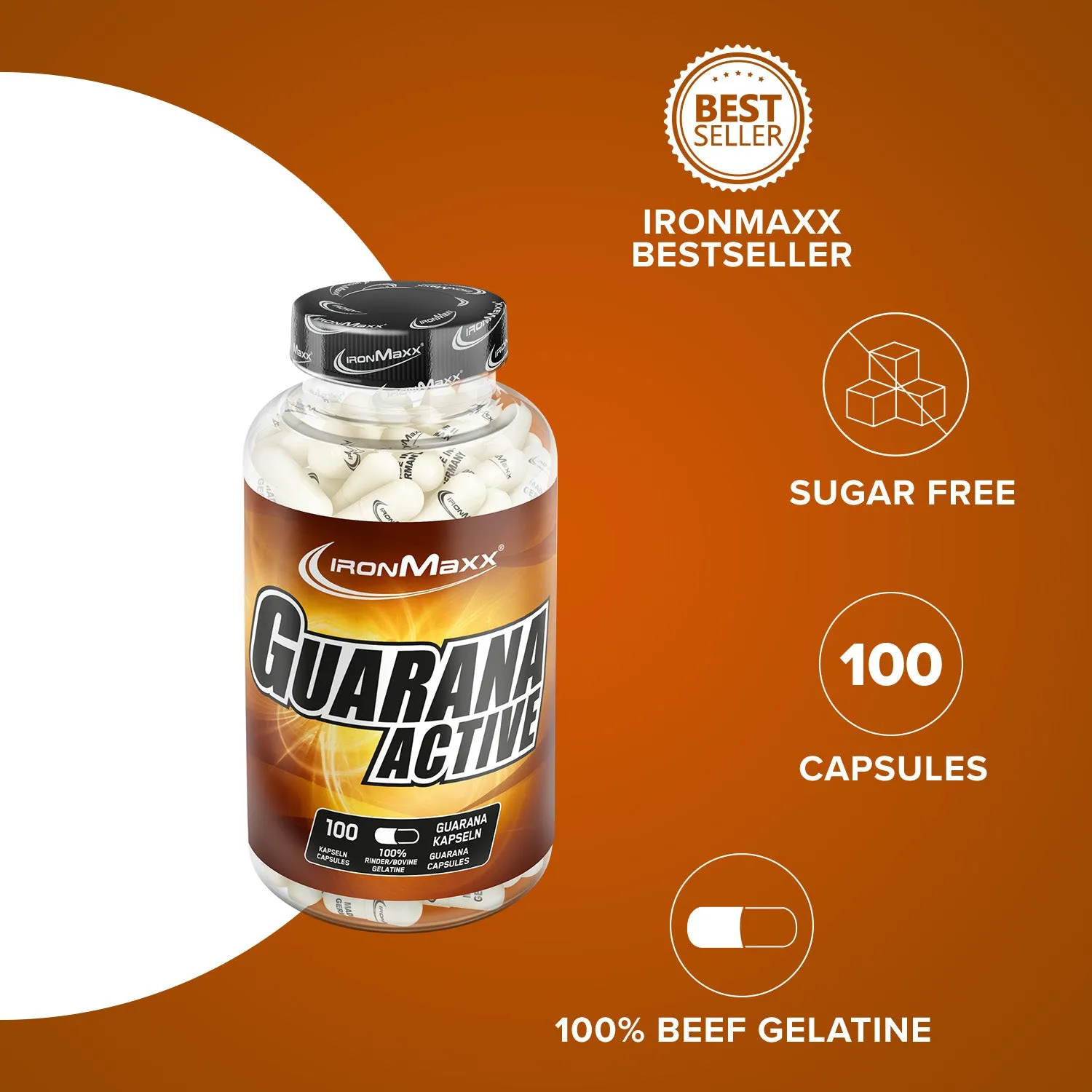 IronMaxx Guarana Active Kapseln 100 Stk natürliches Koffein